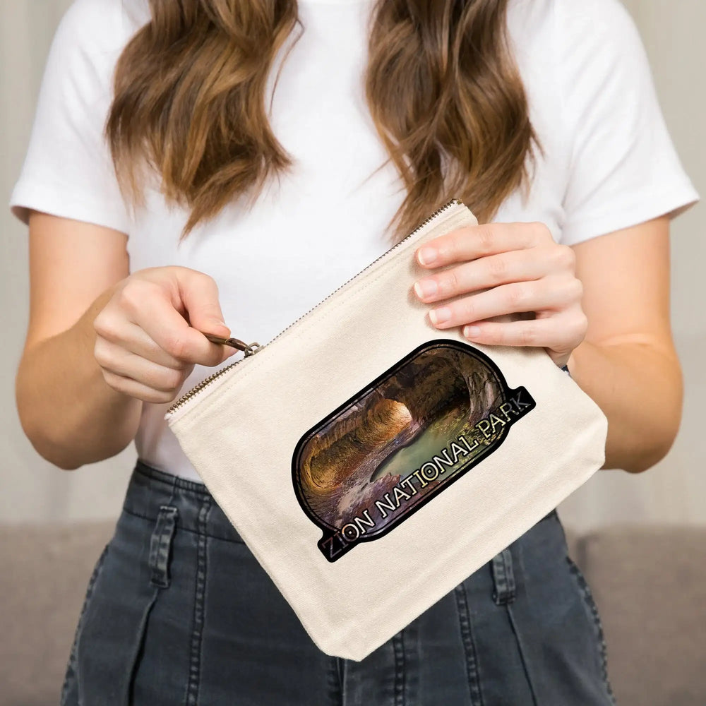 Zion National Park, Utah, The Subway,, Organic Cotton Zipper Pouch, Go Bag Go Bag Lantern Press 