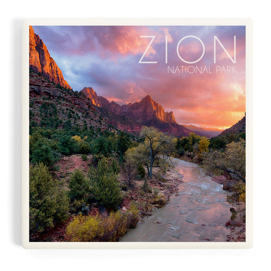 Zion National Park, Utah, The Watchman, Coasters Coasters Lantern Press 