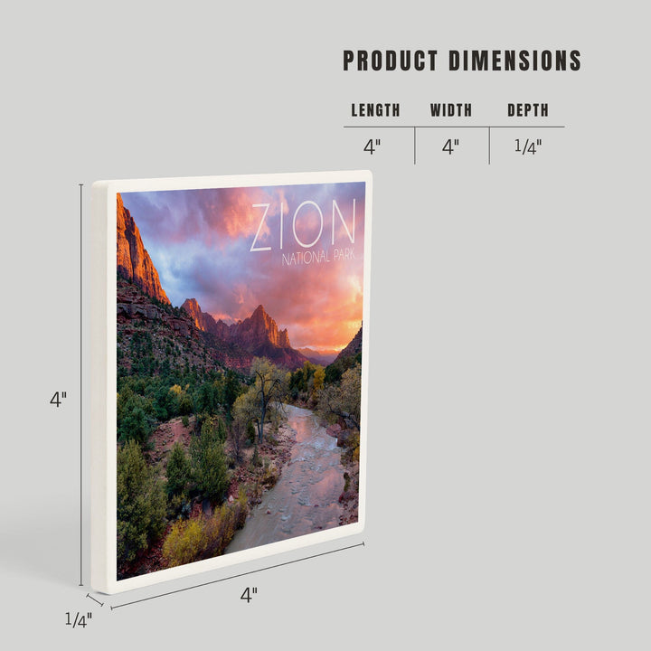 Zion National Park, Utah, The Watchman, Coasters Coasters Lantern Press 
