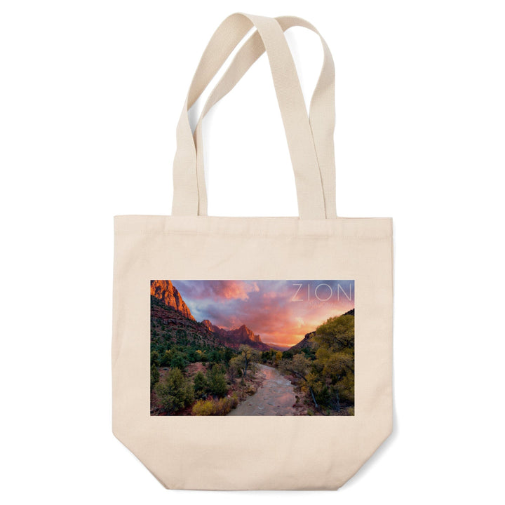 Zion National Park, Utah, The Watchman, Lantern Press Photography, Tote Bag Totes Lantern Press 