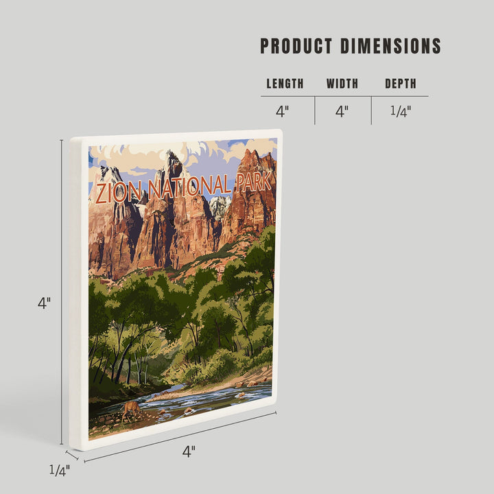 Zion National Park, Utah, Virgin River and Peaks, Coasters Coasters Lantern Press 