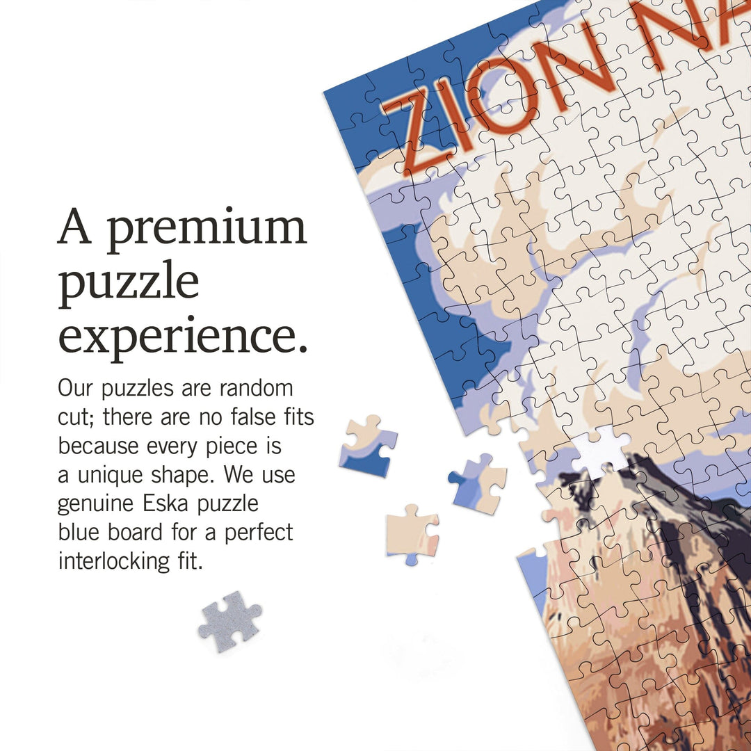 Zion National Park, Utah, Virgin River and Peaks, Jigsaw Puzzle Puzzle Lantern Press 