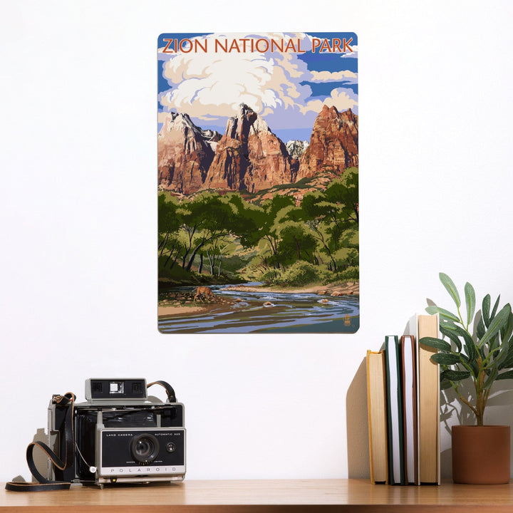 Zion National Park, Utah, Virgin River and Peaks, Metal Signs Metal Lantern Press 