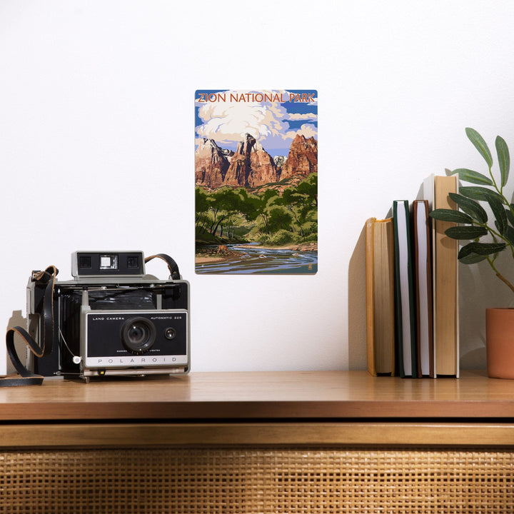 Zion National Park, Utah, Virgin River and Peaks, Metal Signs Metal Lantern Press 