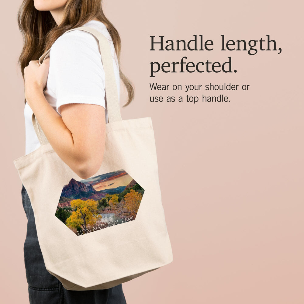Zion National Park, Utah, Watchman and the Virgin River,, Tote Bag Totes Lantern Press 