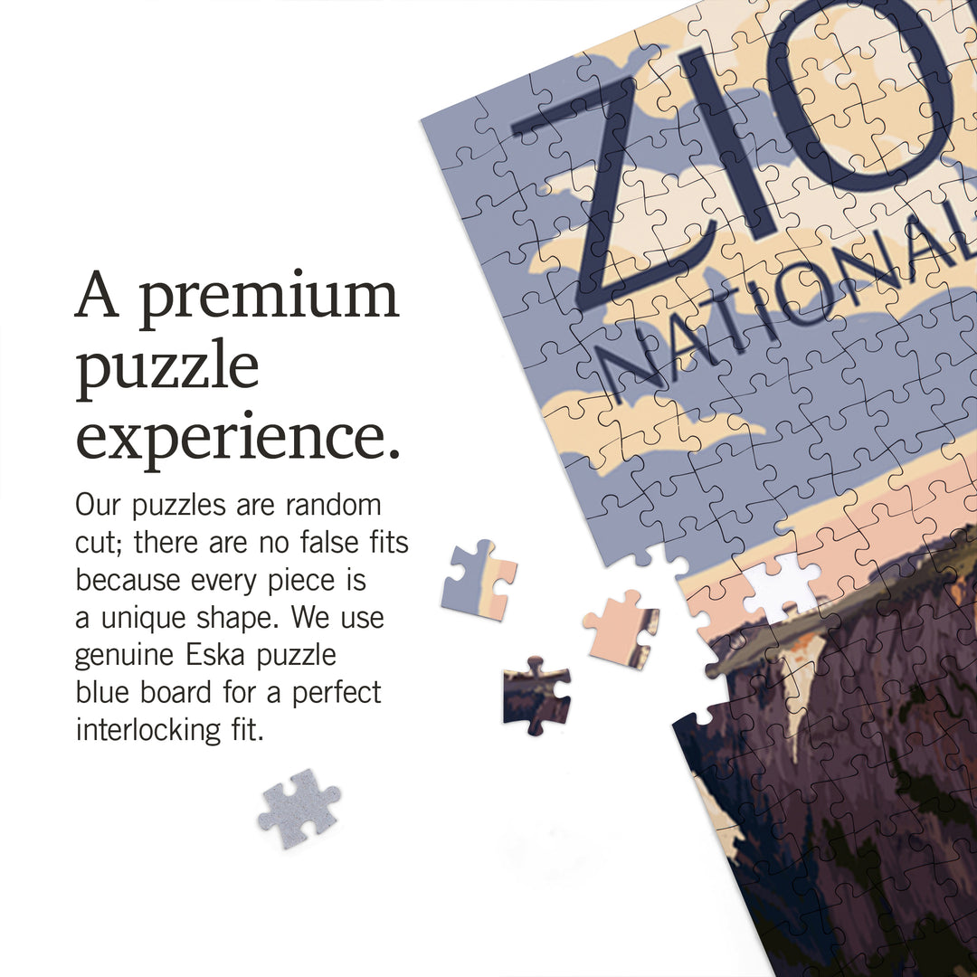 Zion National Park, Utah, Zion Canyon Sunset, Jigsaw Puzzle Puzzle Lantern Press 