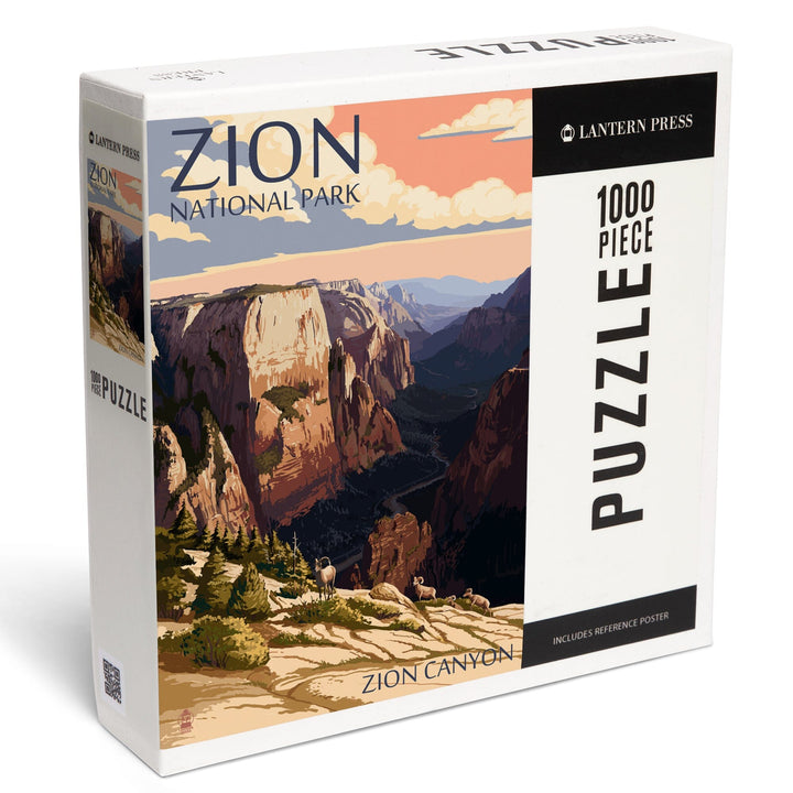 Zion National Park, Utah, Zion Canyon Sunset, Jigsaw Puzzle Puzzle Lantern Press 