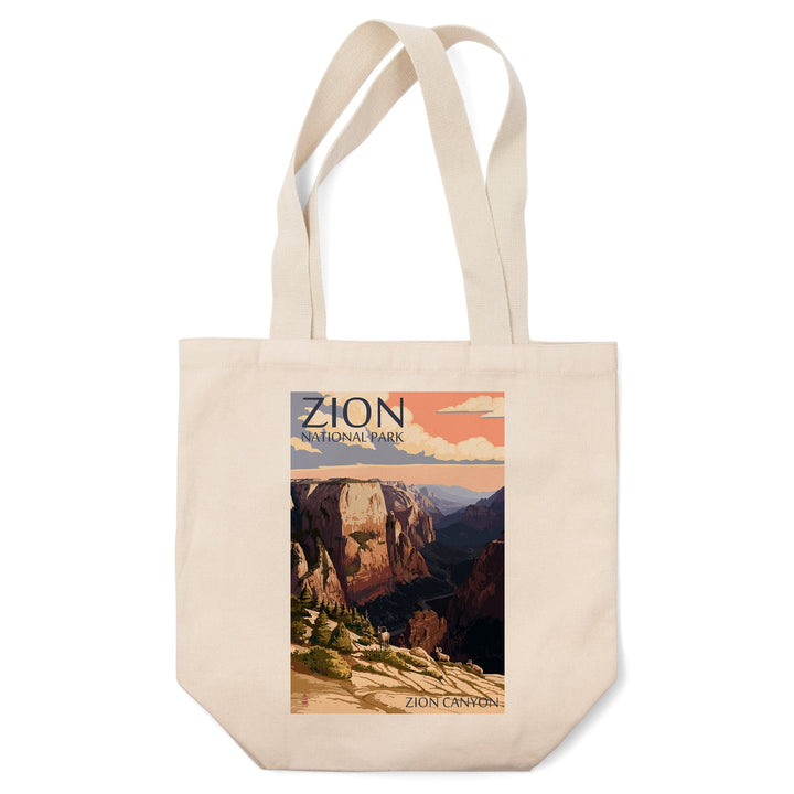 Zion National Park, Utah, Zion Canyon Sunset, Lantern Press Artwork, Tote Bag Totes Lantern Press 