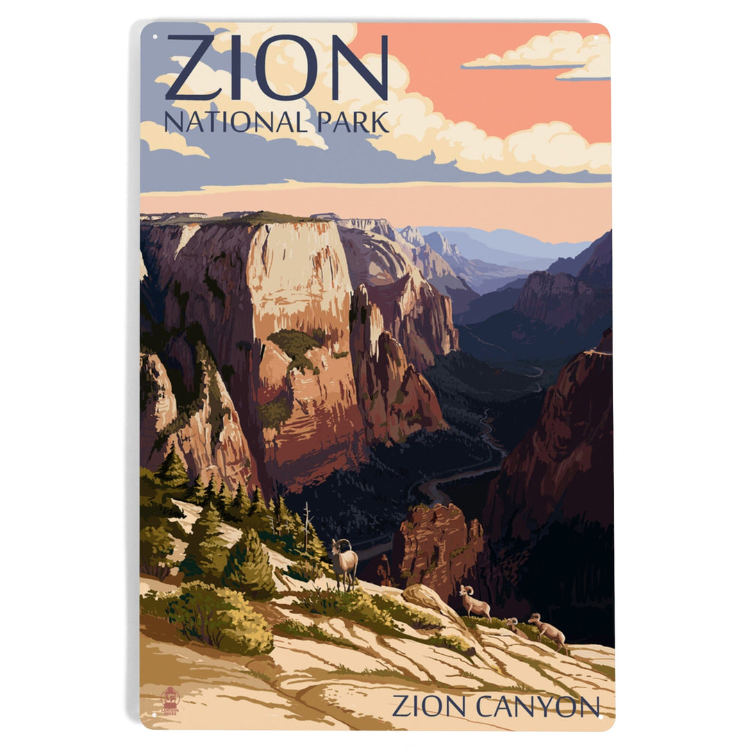Zion National Park, Utah, Zion Canyon Sunset, Metal Signs Metal Lantern Press 