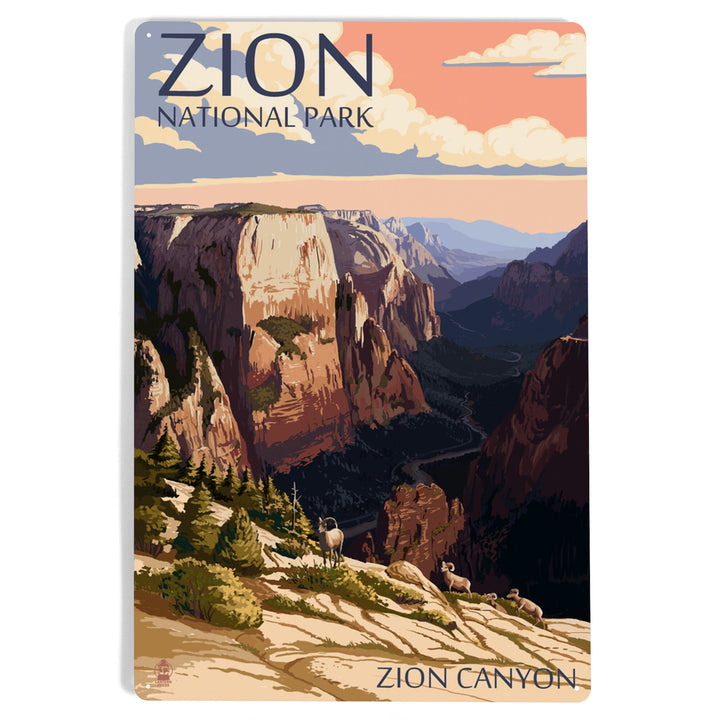 Zion National Park, Utah, Zion Canyon Sunset, Metal Signs Metal Lantern Press 