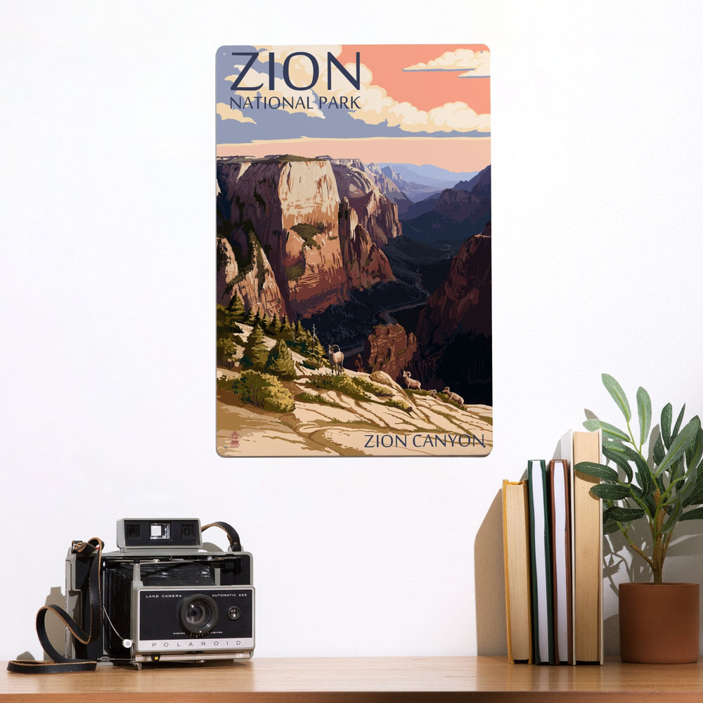 Zion National Park, Utah, Zion Canyon Sunset, Metal Signs Metal Lantern Press 