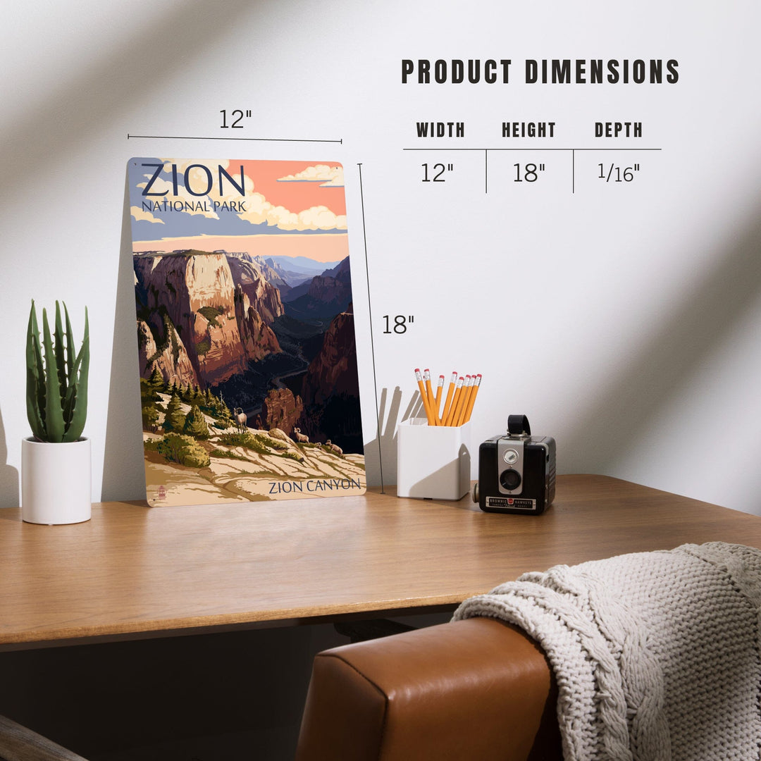 Zion National Park, Utah, Zion Canyon Sunset, Metal Signs Metal Lantern Press 