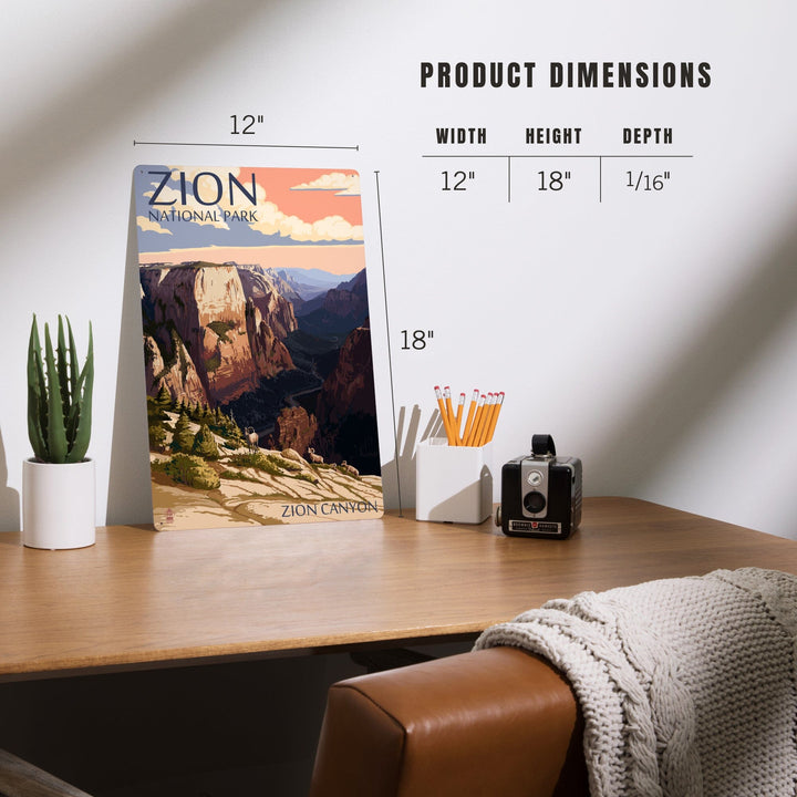 Zion National Park, Utah, Zion Canyon Sunset, Metal Signs Metal Lantern Press 