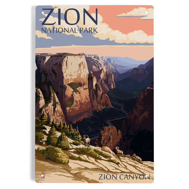 Zion National Park, Utah, Zion Canyon Sunset, Metal Signs Metal Lantern Press 