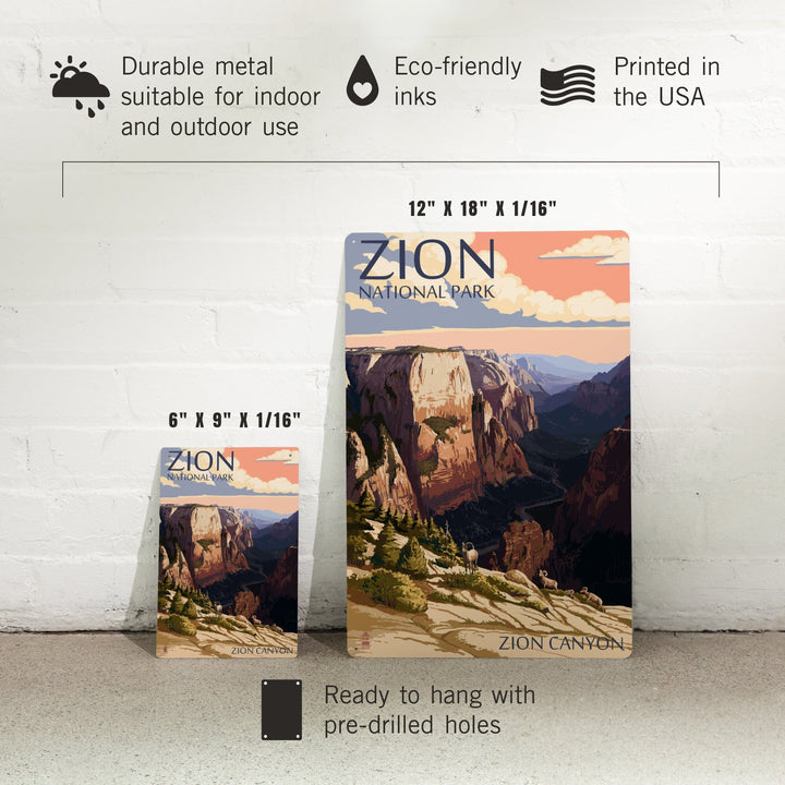 Zion National Park, Utah, Zion Canyon Sunset, Metal Signs Metal Lantern Press 