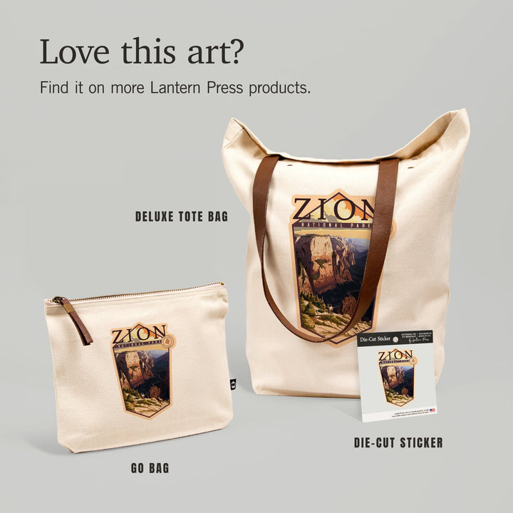 Zion National Park, Utah, Zion Canyon Sunset,, Organic Cotton Zipper Pouch, Go Bag Go Bag Lantern Press 