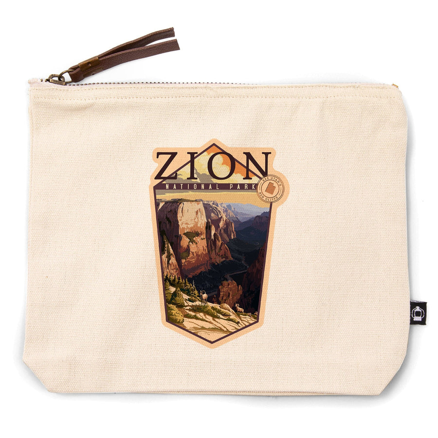 Zion National Park, Utah, Zion Canyon Sunset,, Organic Cotton Zipper Pouch, Go Bag Go Bag Lantern Press 