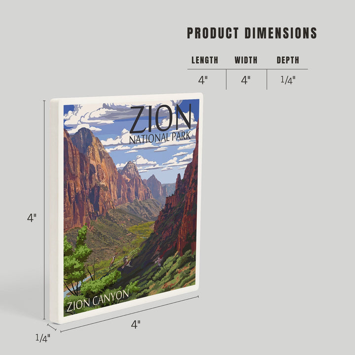 Zion National Park, Utah, Zion Canyon View, Coasters Coasters Lantern Press 