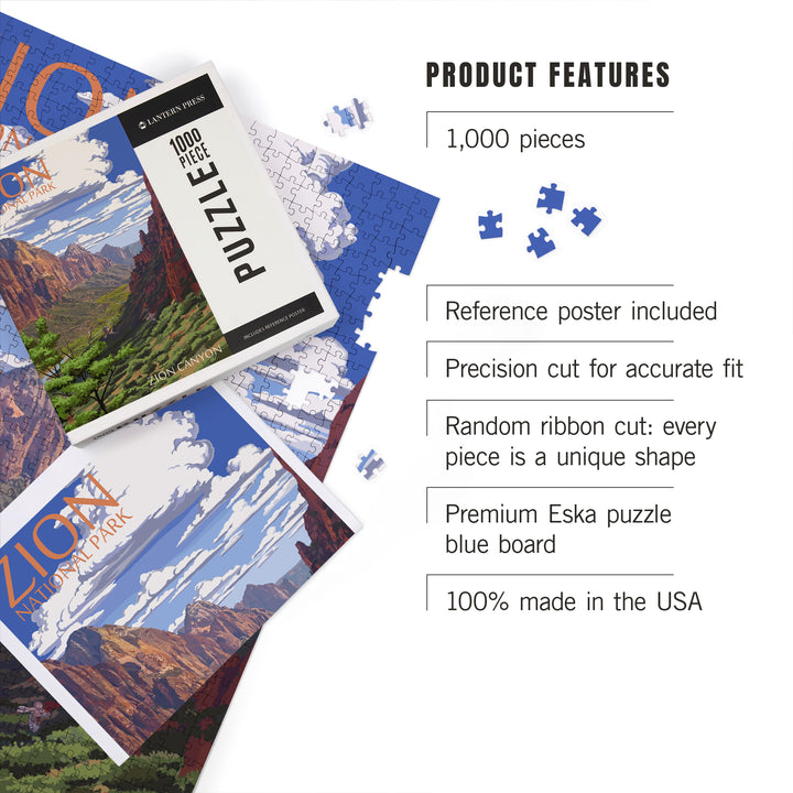 Zion National Park, Utah, Zion Canyon View, Jigsaw Puzzle Puzzle Lantern Press 