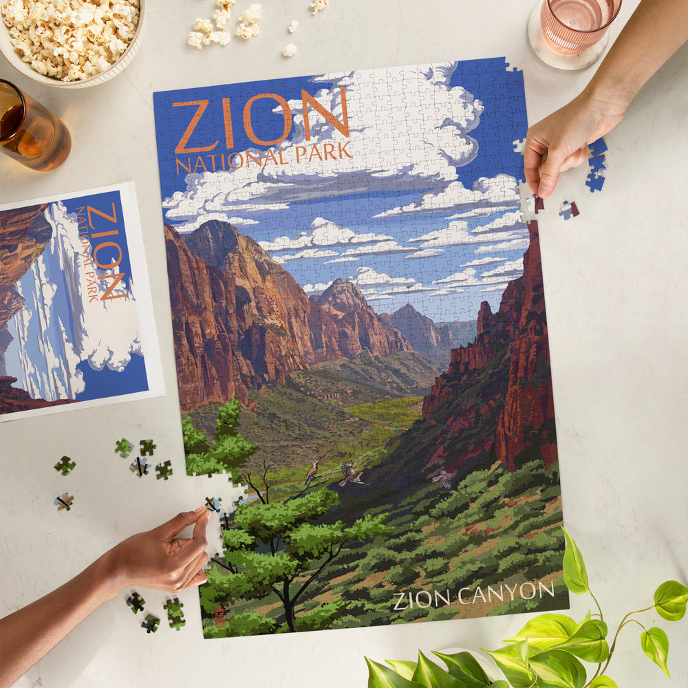 Zion National Park, Utah, Zion Canyon View, Jigsaw Puzzle Puzzle Lantern Press 