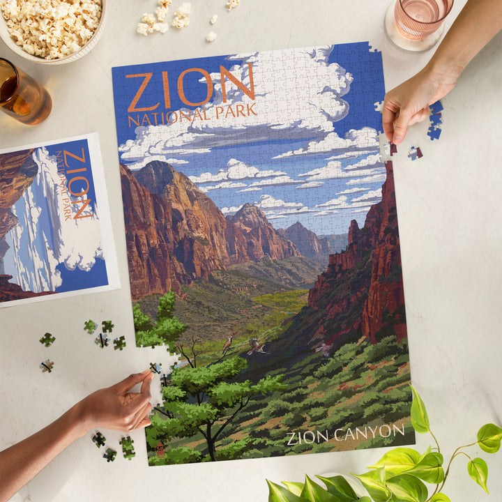Zion National Park, Utah, Zion Canyon View, Jigsaw Puzzle Puzzle Lantern Press 