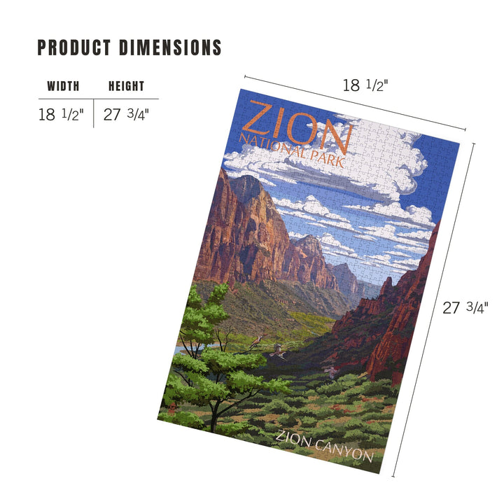 Zion National Park, Utah, Zion Canyon View, Jigsaw Puzzle Puzzle Lantern Press 