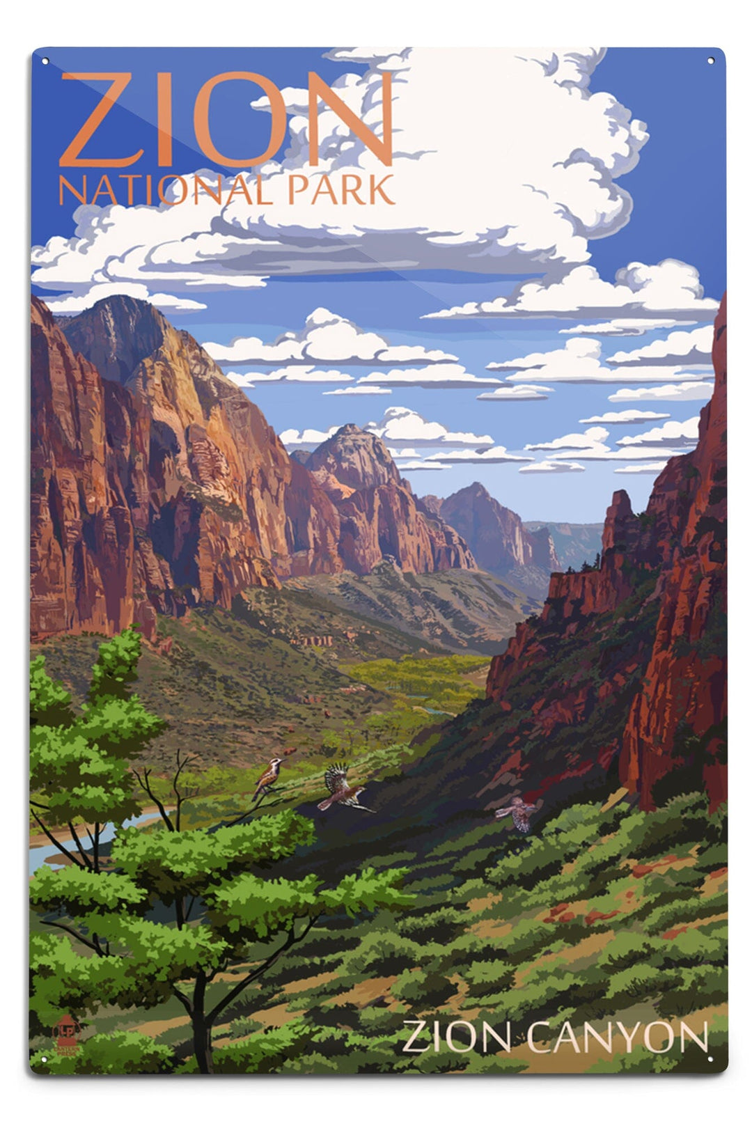 Zion National Park, Utah, Zion Canyon View, Metal Signs Metal Lantern Press 12x18 Metal Sign 