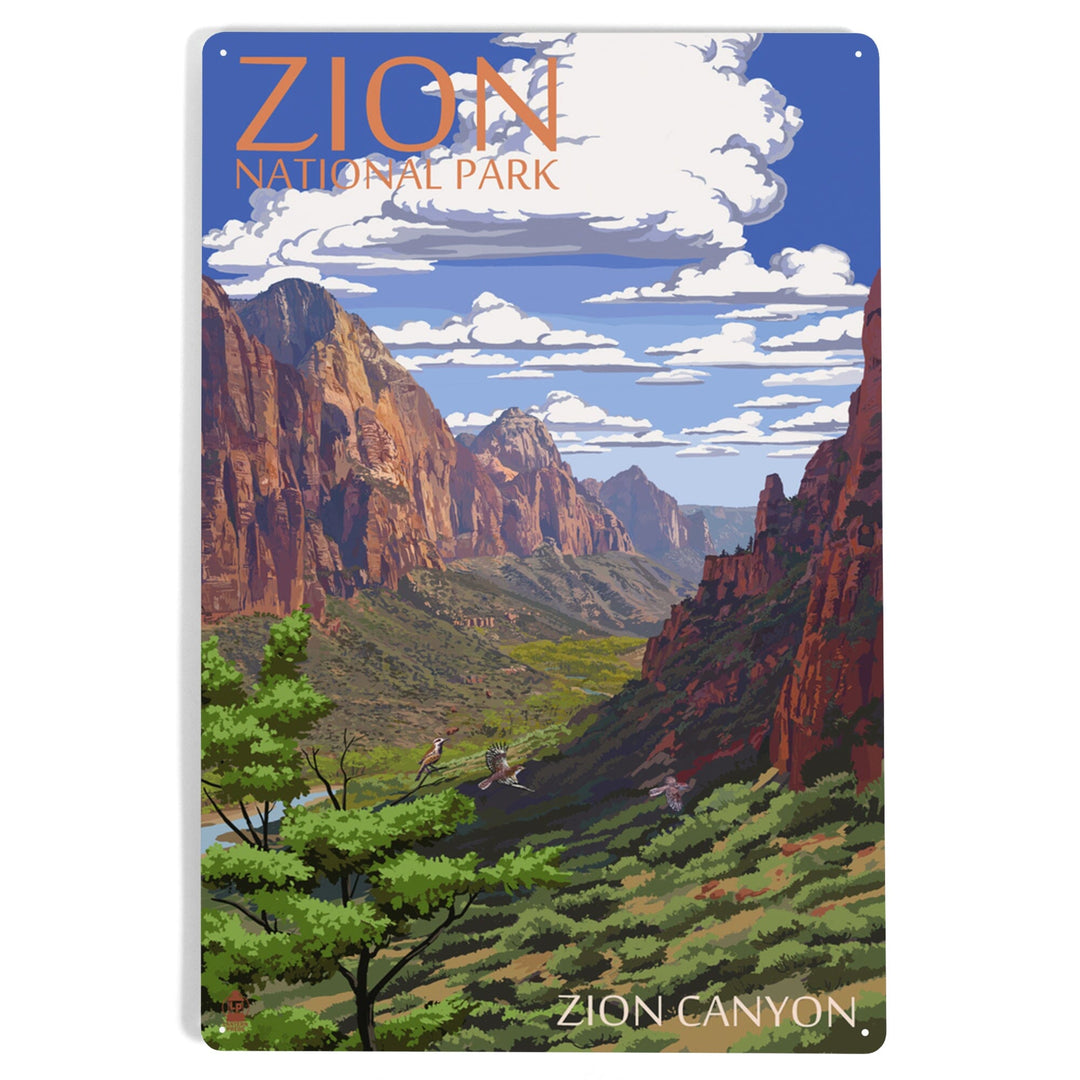 Zion National Park, Utah, Zion Canyon View, Metal Signs Metal Lantern Press 