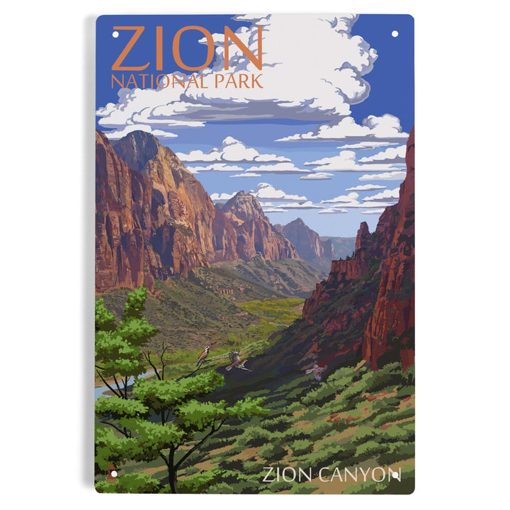 Zion National Park, Utah, Zion Canyon View, Metal Signs Metal Lantern Press 