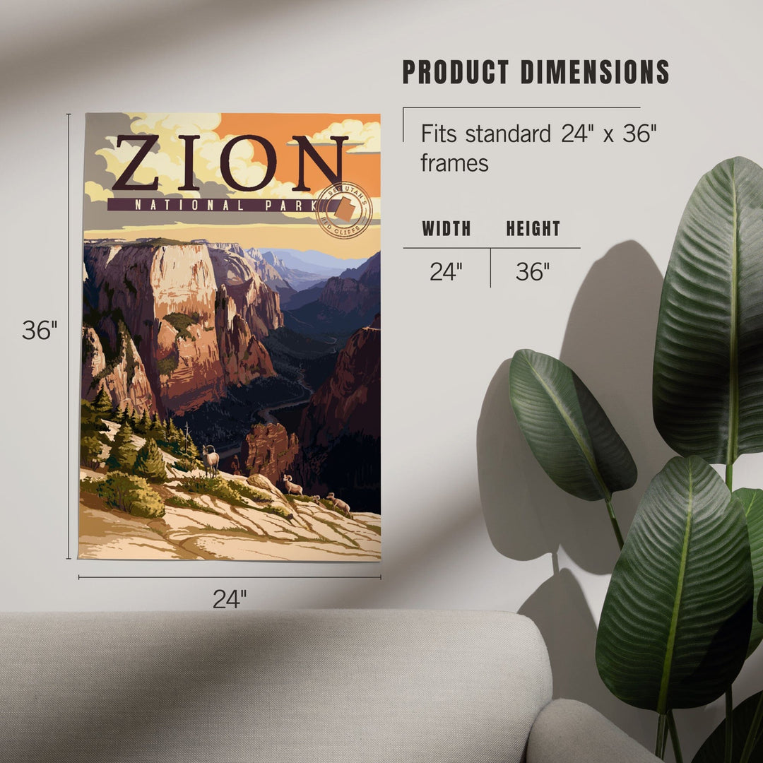 Zion National Park, Zion Canyon Sunset, Typography, Art & Giclee Prints Art Lantern Press 