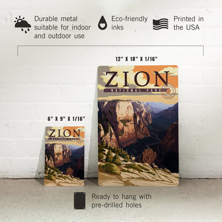Zion National Park, Zion Canyon Sunset, Typography, Metal Signs Metal Lantern Press 