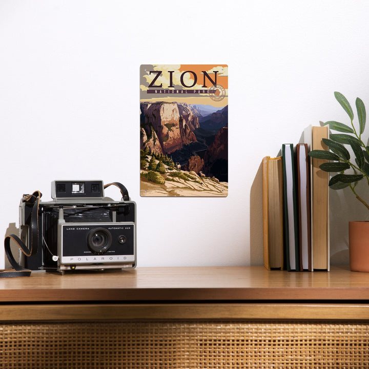 Zion National Park, Zion Canyon Sunset, Typography, Metal Signs Metal Lantern Press 