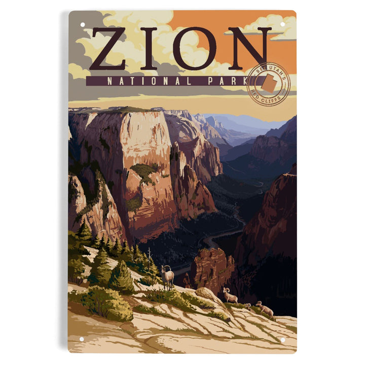Zion National Park, Zion Canyon Sunset, Typography, Metal Signs Metal Lantern Press 