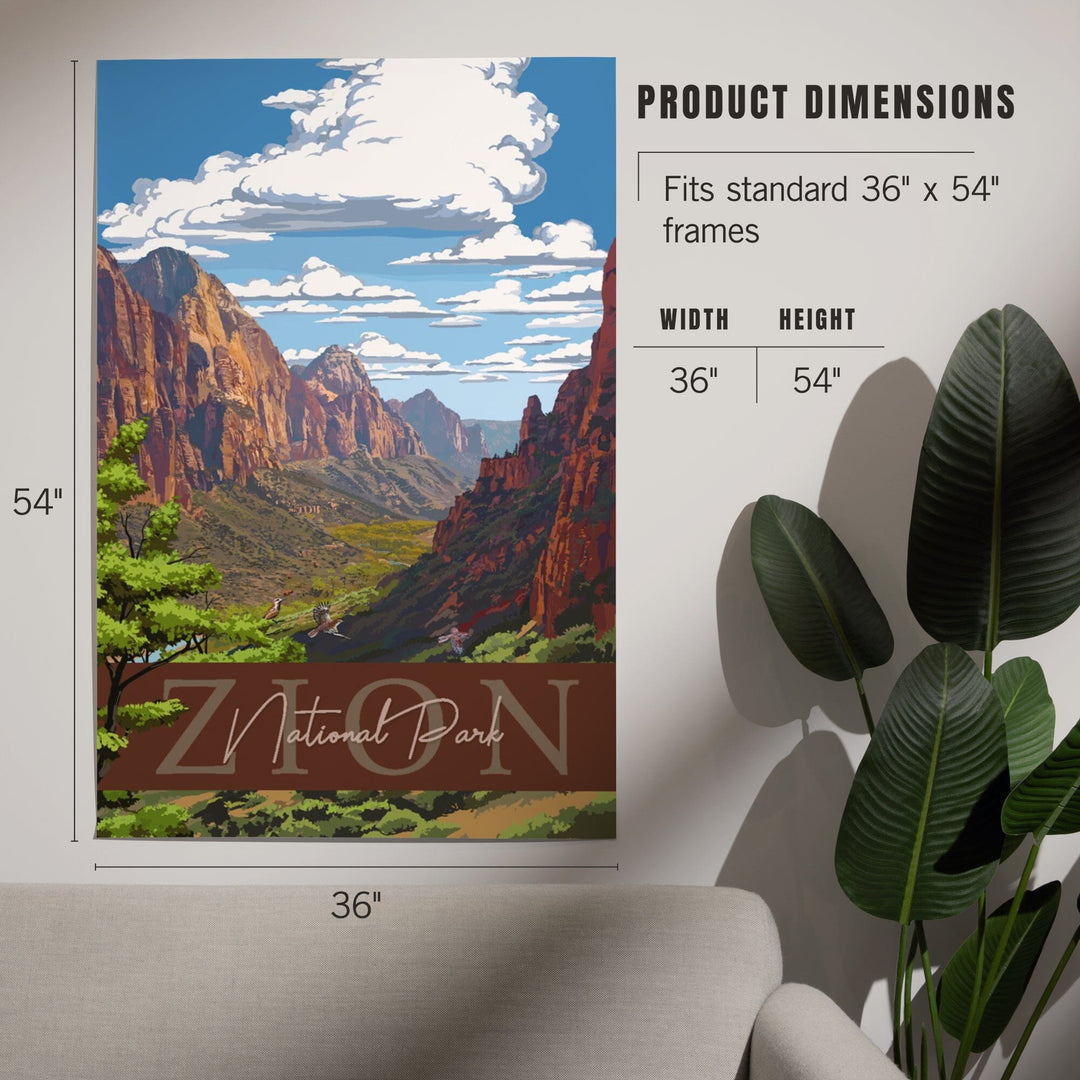 Zion National Park, Zion Canyon View, Typography, Art & Giclee Prints Art Lantern Press 