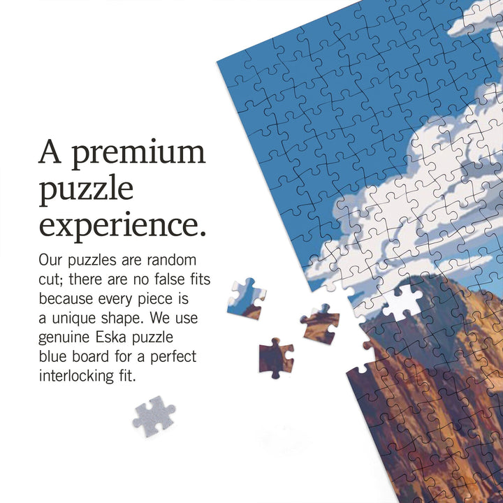 Zion National Park, Zion Canyon View, Typography, Jigsaw Puzzle Puzzle Lantern Press 