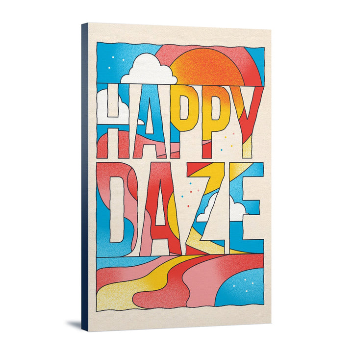 70s Sunshine Collection, Happy Daze, Stretched Canvas Canvas Lantern Press 12x18 Stretched Canvas 