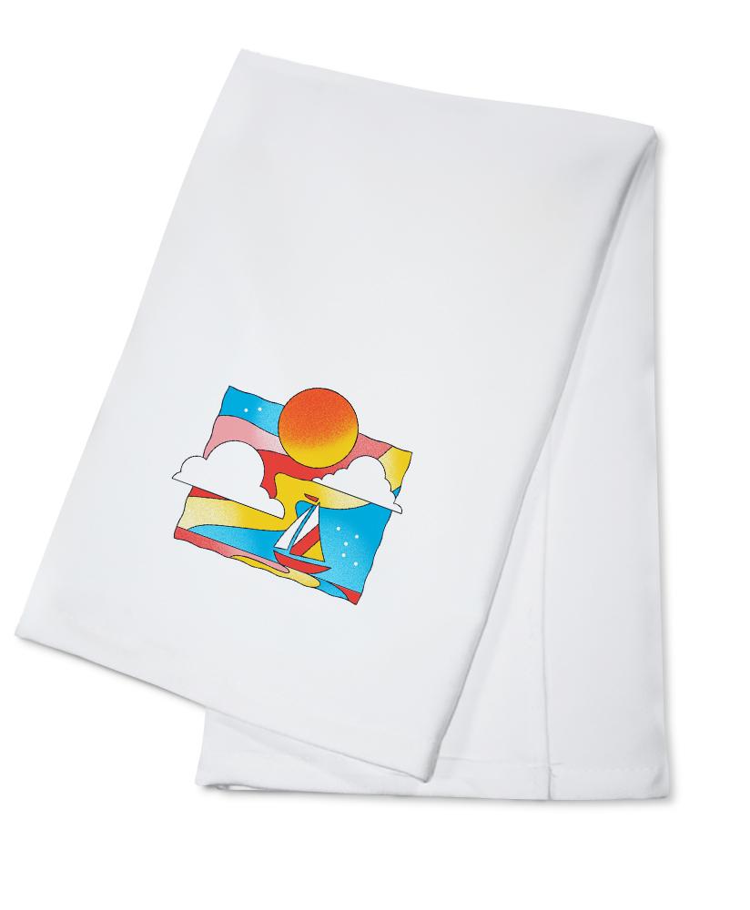 70s Sunshine Collection, Sailboat, Contour, Towels and Aprons Kitchen Lantern Press Cotton Towel 