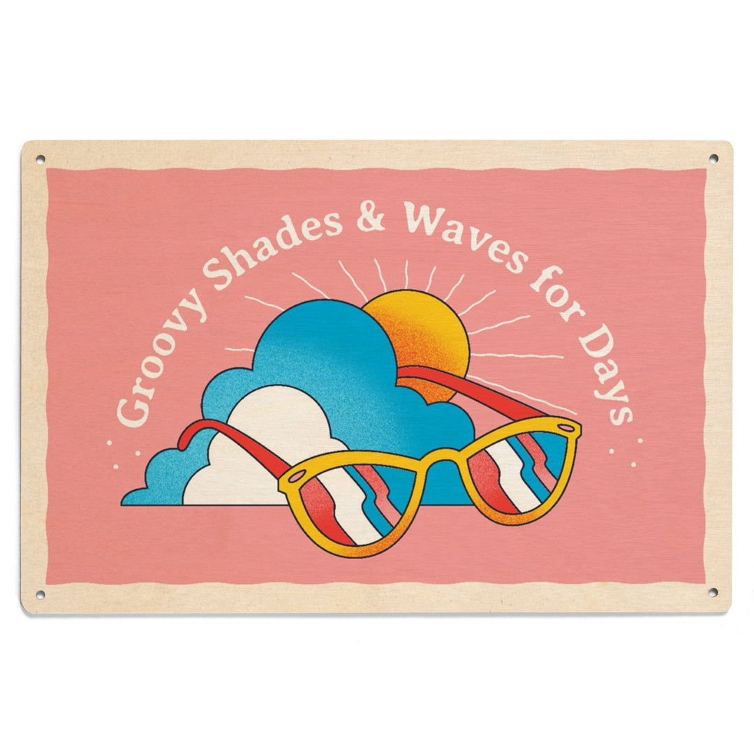 70s Sunshine Collection, Sunglasses, Groovy Shades and Waves For Days, Wood Signs and Postcards Wood Lantern Press 