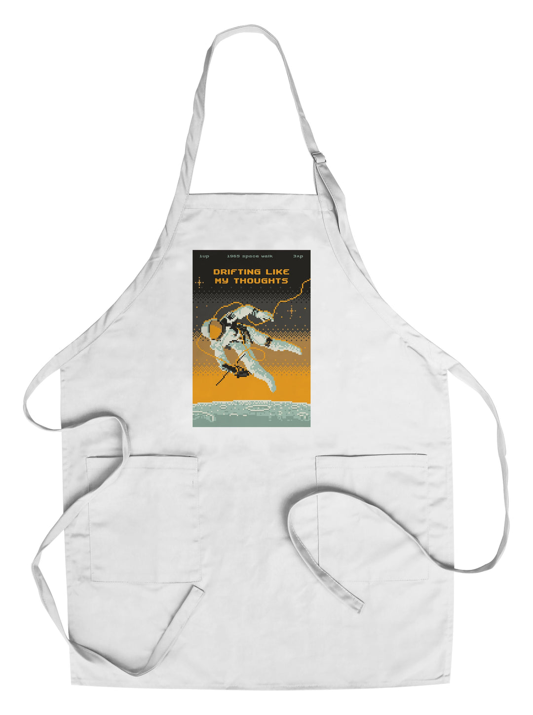 8-Bit Space Collection, Astronaut, Drifting Like My Thoughts, Towels and Aprons Kitchen Lantern Press Chef's Apron 