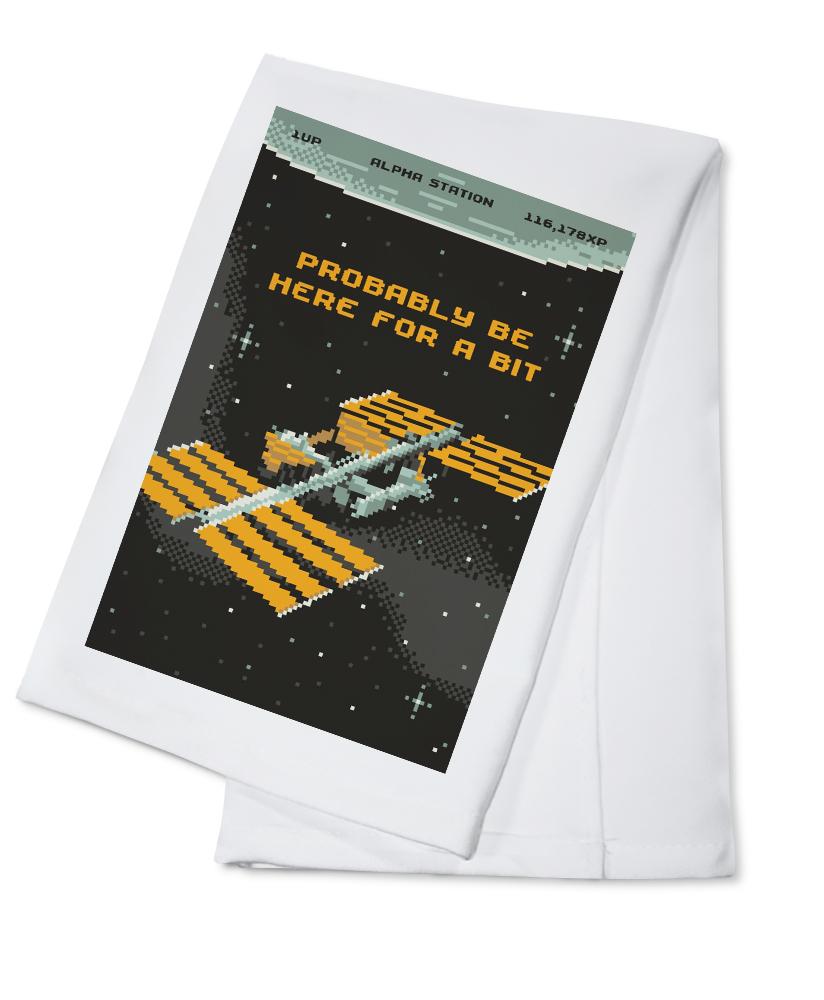 8-Bit Space Collection, International Space Station, Probably Be Here For A Bit, Towels and Aprons Kitchen Lantern Press 