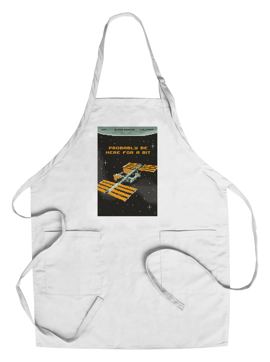 8-Bit Space Collection, International Space Station, Probably Be Here For A Bit, Towels and Aprons Kitchen Lantern Press Chef's Apron 