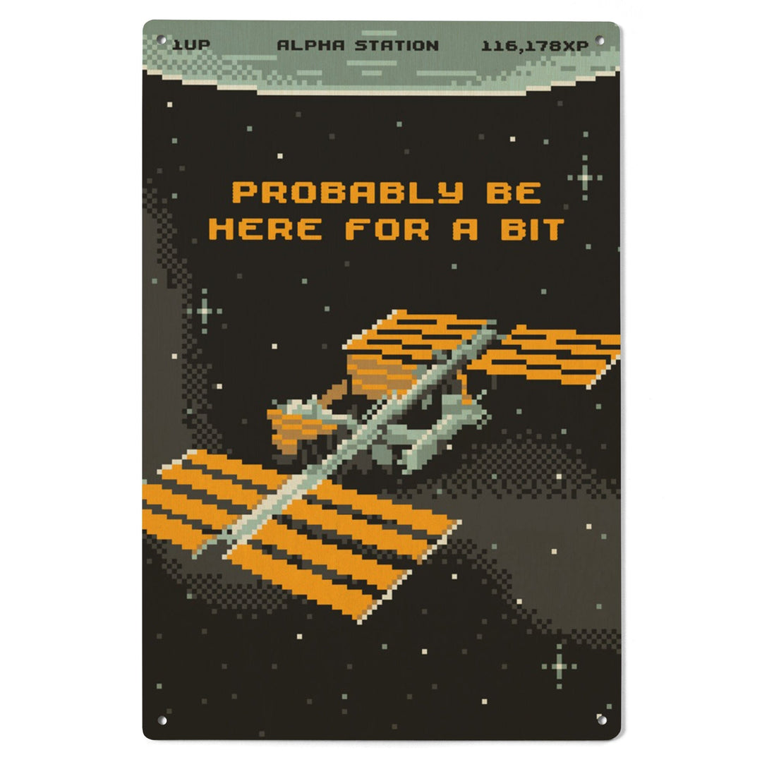 8-Bit Space Collection, International Space Station, Probably Be Here For A Bit, Wood Signs and Postcards Wood Lantern Press 