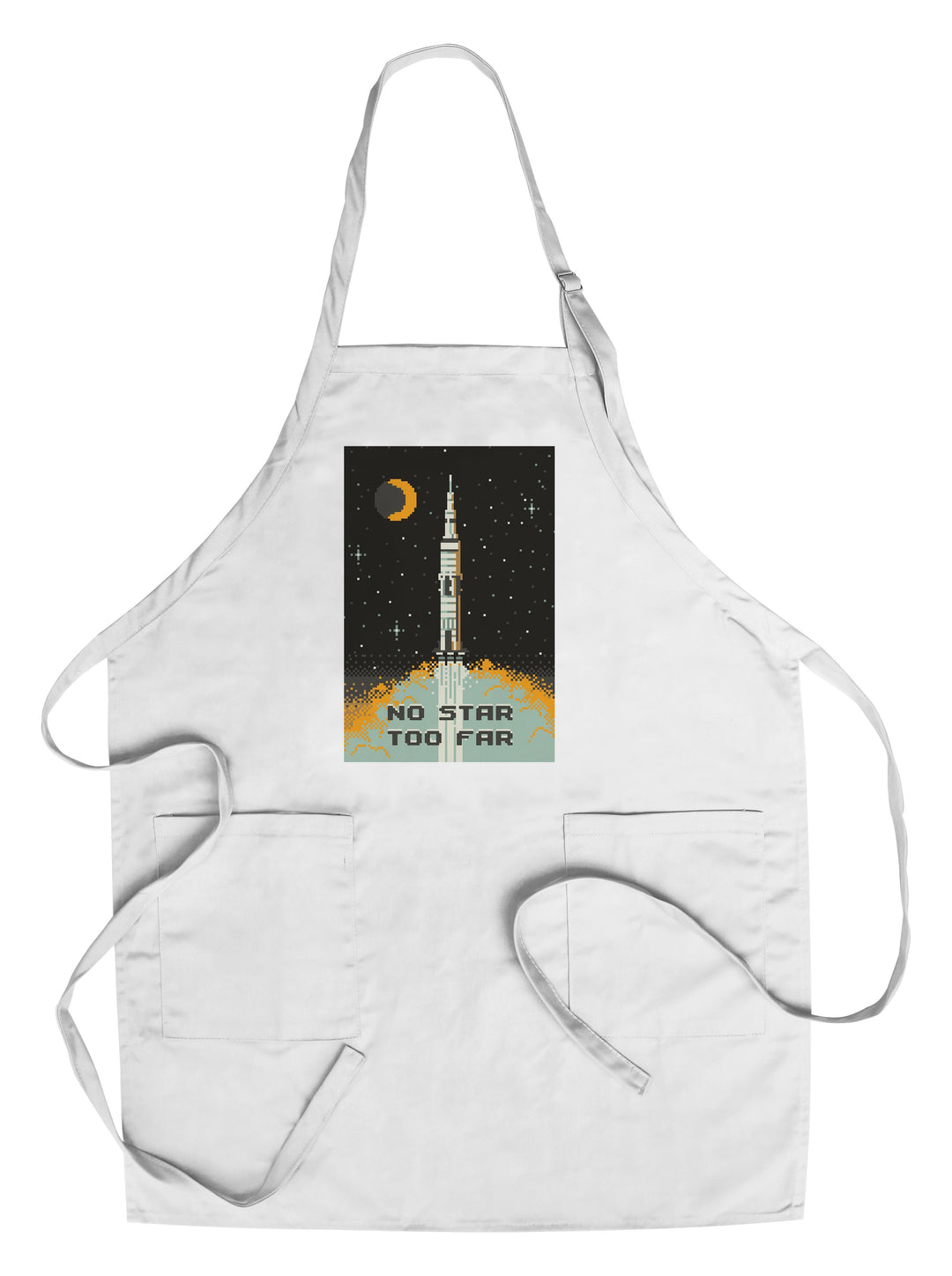8-Bit Space Collection, Rocket, No Star Too Far, Towels and Aprons Kitchen Lantern Press Chef's Apron 