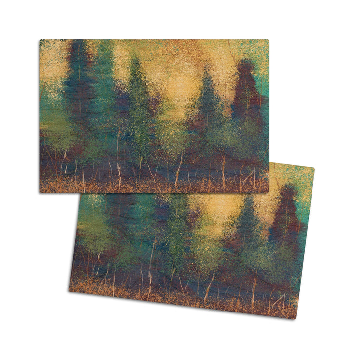 Abstract Trees 2, Oil Painting, Lantern Press Artwork, Wood Signs and Postcards Wood Lantern Press 4x6 Wood Postcard Set 