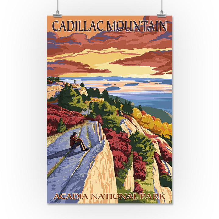 Acadia National Park, Maine, Cadillac Mountain, Painterly Series, Lantern Press Artwork, Art Prints and Metal Signs Art Lantern Press 16 x 24 Giclee Print 