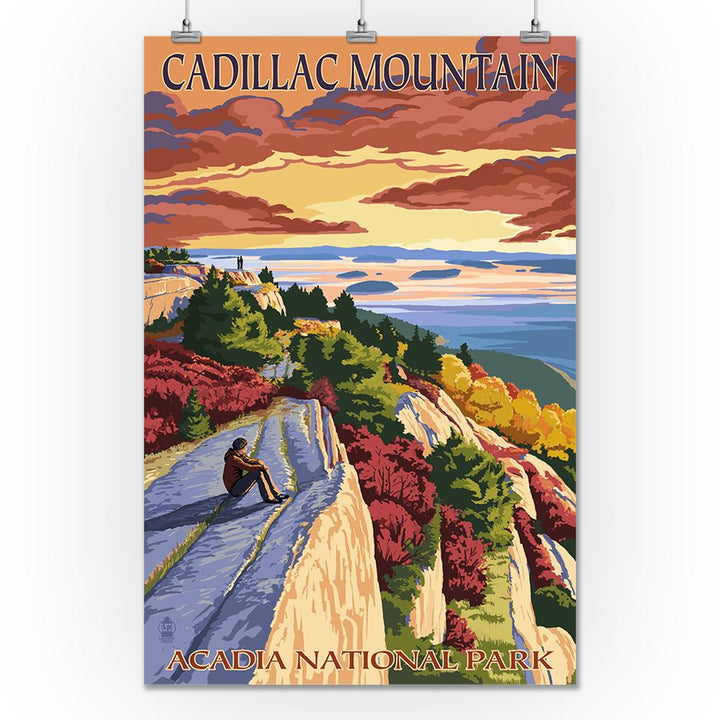 Acadia National Park, Maine, Cadillac Mountain, Painterly Series, Lantern Press Artwork, Art Prints and Metal Signs Art Lantern Press 24 x 36 Giclee Print 