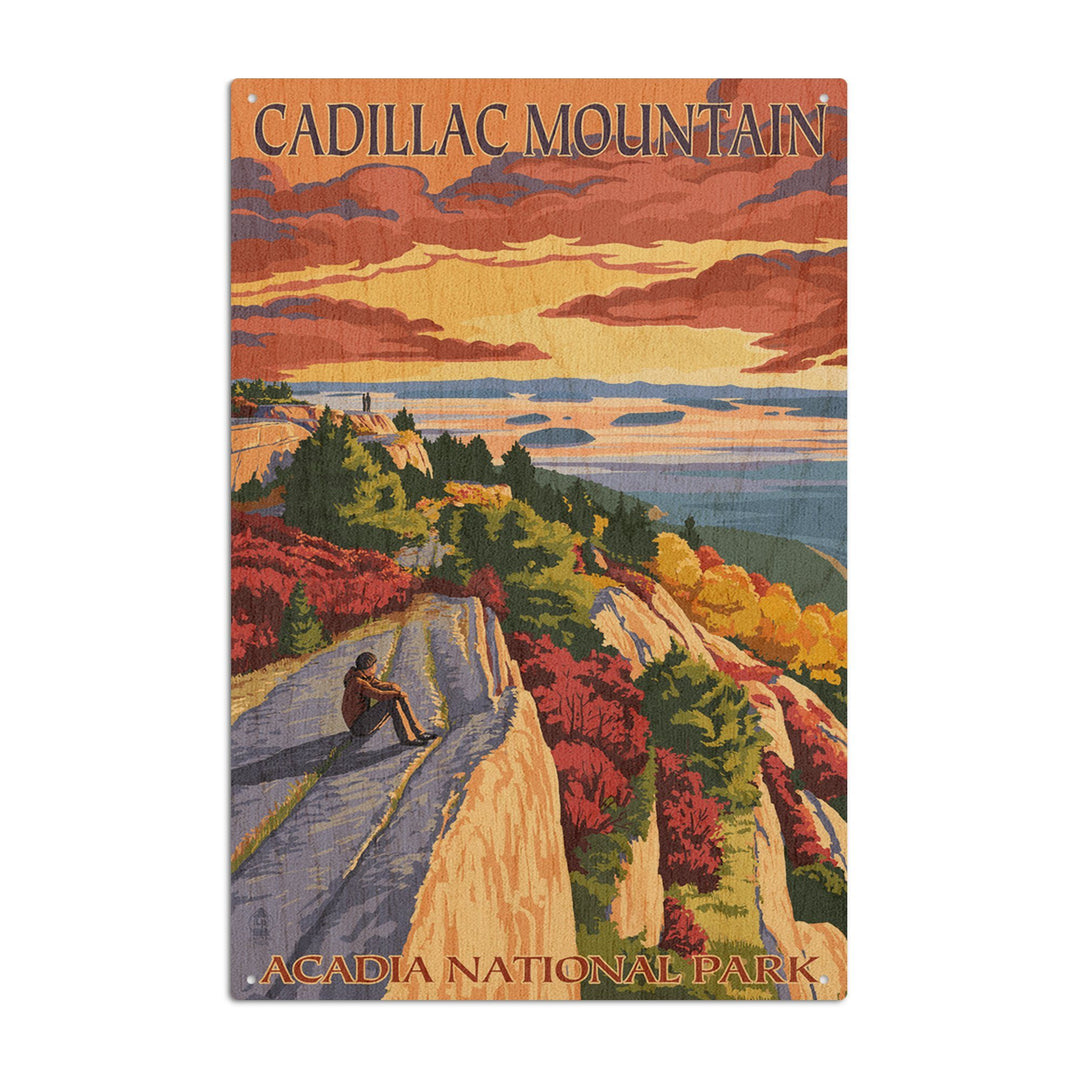 Acadia National Park, Maine, Cadillac Mountain, Painterly Series, Lantern Press Artwork, Wood Signs and Postcards Wood Lantern Press 10 x 15 Wood Sign 