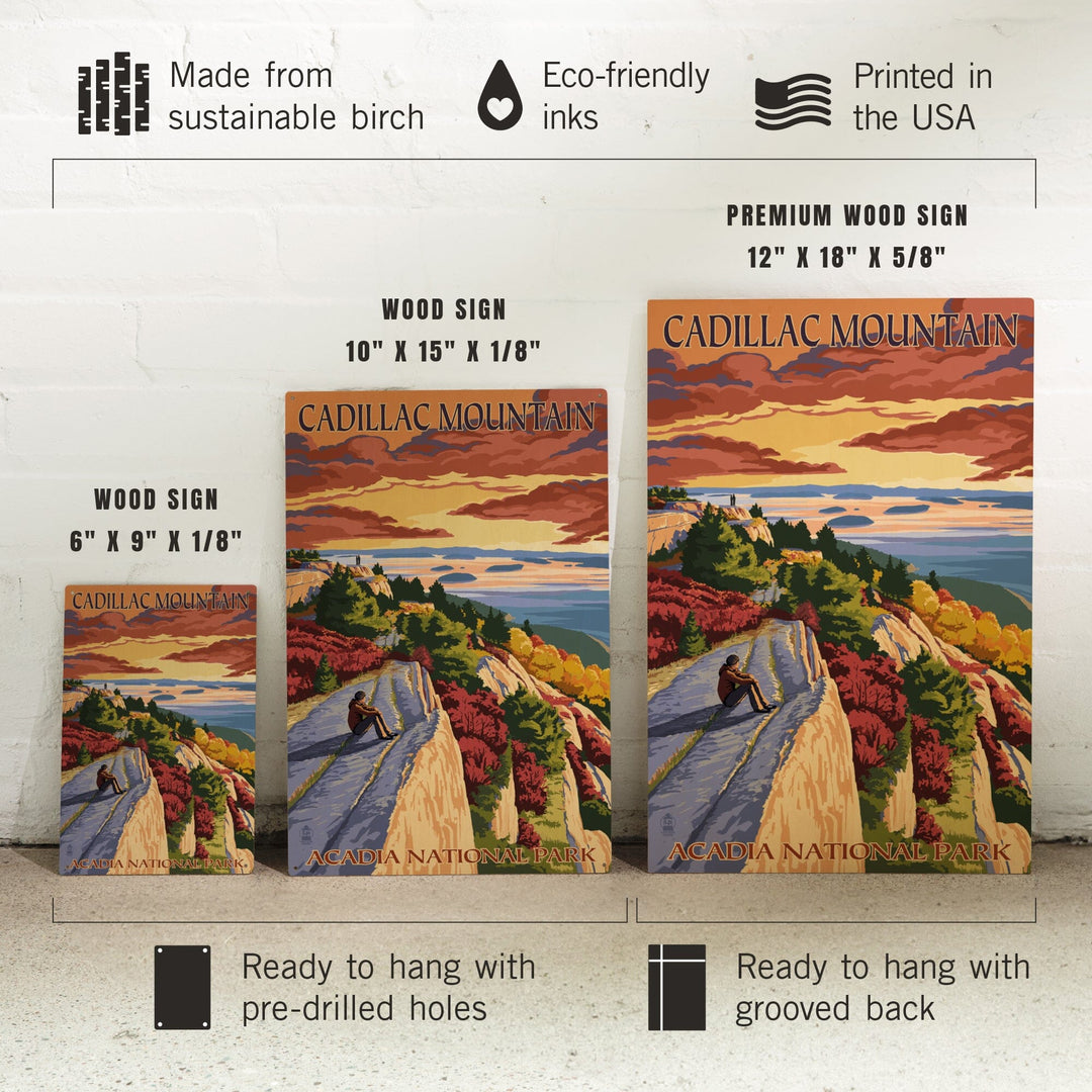 Acadia National Park, Maine, Cadillac Mountain, Painterly Series, Lantern Press Artwork, Wood Signs and Postcards Wood Lantern Press 