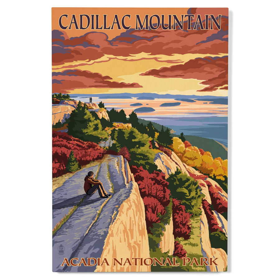 Acadia National Park, Maine, Cadillac Mountain, Painterly Series, Lantern Press Artwork, Wood Signs and Postcards Wood Lantern Press 