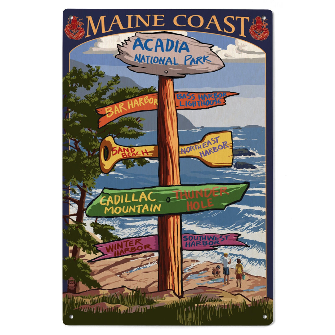 Acadia National Park, Maine, Destinations Sign, Lantern Press Artwork, Wood Signs and Postcards Wood Lantern Press 